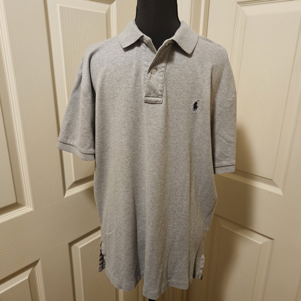 Men's Heather Gray Soft Touch Polo Short Sleeve Size Medium
